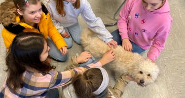 Kuschelpause mit Schulhund Lucy